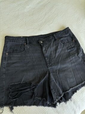 American Eagle Outfitters Black Distressed Denim Cutoff Shorts
